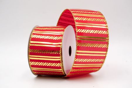 Red_Shimmer Horizontal Bar Wired Ribbon_KF9743G-7