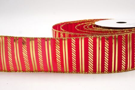 Red_Shimmer Horizontal Bar Wired Ribbon_KF9743G-7