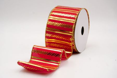 Red_Shimmer Horizontal Bar Wired Ribbon_KF9743G-7