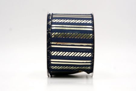Navy Blue_Shimmer Horizontal Bar Wired Ribbon_KF9743GC-4-4