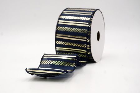 Navy Blue_Shimmer Horizontal Bar Wired Ribbon_KF9743GC-4-4