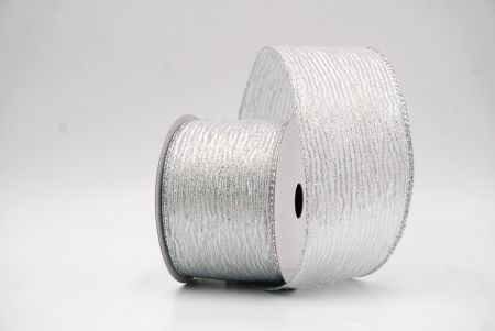 Grayish White Metallic Shine Holiday Wired Ribbon_KF9745G-1