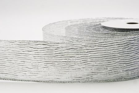 Grayish White Metallic Shine Holiday Wired Ribbon_KF9745G-1