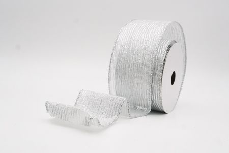 Grayish White Metallic Shine Holiday Wired Ribbon_KF9745G-1