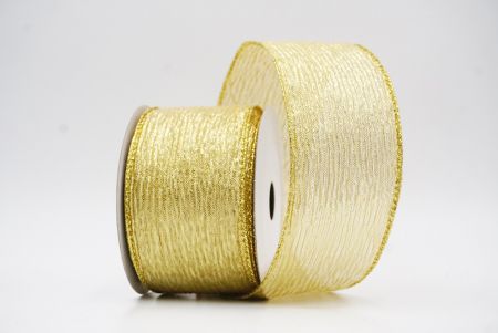 Lt. Brown - Gold Metallic Shine Holiday Wired Ribbon_KF9746G-13