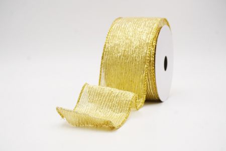 Lt. Brown - Gold Metallic Shine Holiday Wired Ribbon_KF9746G-13