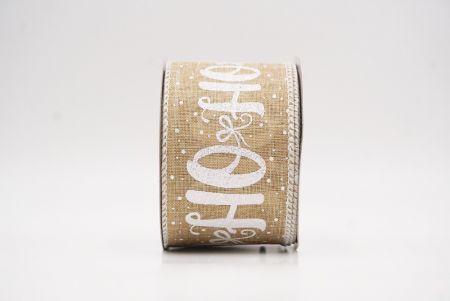 Ruban câblé de vacances flocon de neige HO HO HO beige_KF9751GC-14-1