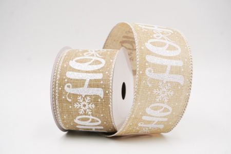 Ruban câblé de vacances flocon de neige HO HO HO beige_KF9751GC-14-1