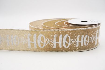 Ruban câblé de vacances flocon de neige HO HO HO beige_KF9751GC-14-1