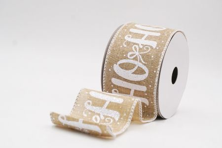 Ruban câblé de vacances flocon de neige HO HO HO beige_KF9751GC-14-1