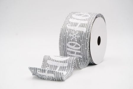 Ruban câblé de vacances flocon de neige HO HO HO gris_KF9752G-50