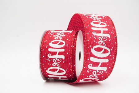 Ruban câblé de vacances flocon de neige HO HO HO rouge_KF9752GR-7