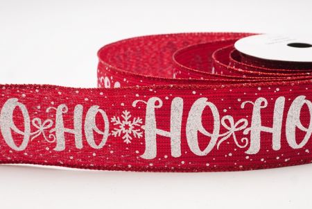 Ruban câblé de vacances flocon de neige HO HO HO rouge_KF9752GR-7
