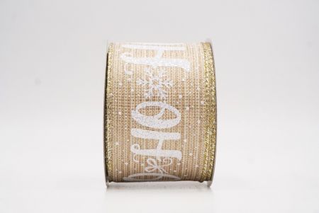 Ruban câblé de vacances flocon de neige HO HO HO marron clair - blanc_KF9752GV-13