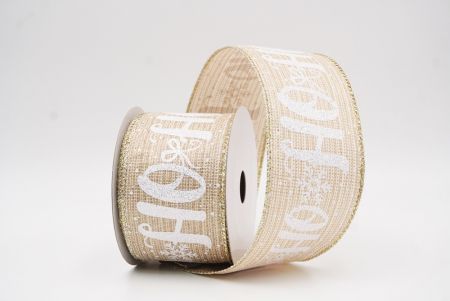 Ruban câblé de vacances flocon de neige HO HO HO marron clair - blanc_KF9752GV-13