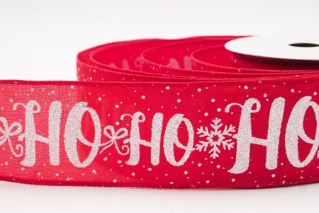 Ruban câblé de vacances flocon de neige HO HO HO rouge - blanc_KF9753GC-7-7