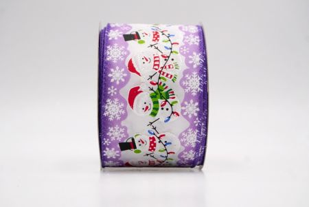 बैंगनी_त्योहार स्नोमैन और क्रिसमस लाइट्स वायर्ड रिबन_KF9754GC-11-34