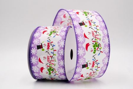 बैंगनी_त्योहार स्नोमैन और क्रिसमस लाइट्स वायर्ड रिबन_KF9754GC-11-34