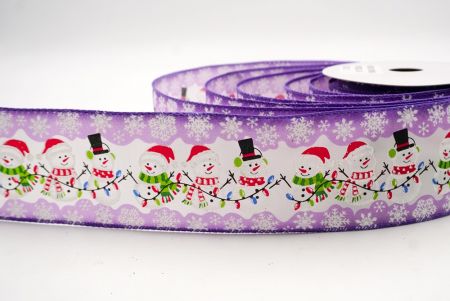 बैंगनी_त्योहार स्नोमैन और क्रिसमस लाइट्स वायर्ड रिबन_KF9754GC-11-34