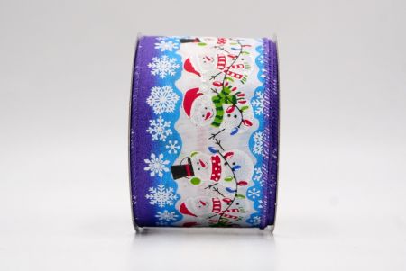 बैंगनी_त्योहार स्नोमैन और क्रिसमस लाइट्स वायर्ड रिबन_KF9754GC-34-34