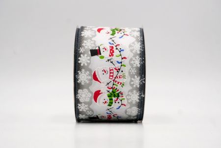 ग्रे_त्योहार स्नोमैन और क्रिसमस लाइट्स वायर्ड रिबन_KF9754GC-50-123