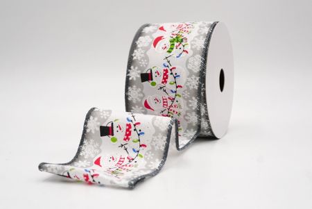ग्रे_त्योहार स्नोमैन और क्रिसमस लाइट्स वायर्ड रिबन_KF9754GC-50-123