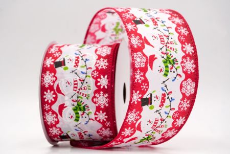 रेड_त्योहार स्नोमैन और क्रिसमस लाइट्स वायर्ड रिबन_KF9754GC-7-7