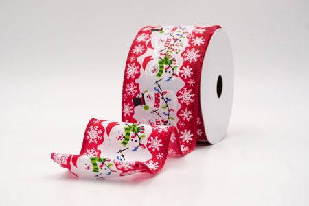 रेड_त्योहार स्नोमैन और क्रिसमस लाइट्स वायर्ड रिबन_KF9754GC-7-7