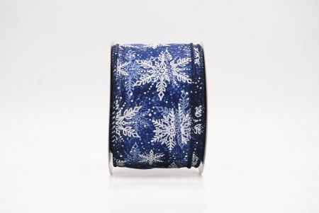 Blue - Sheer Festive Christmas Snowflake Wired Ribbon_KF9759GC-4-4