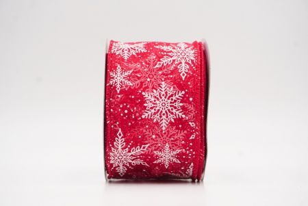 Red - Sheer Festive Christmas Snowflake Wired Ribbon_KF9759GC-7-7