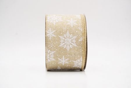 Lt. Brown - Burlap Festive Christmas Snowflake Wired Ribbon_KF9760GC-13-183