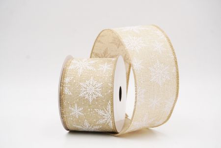 Lt. Brown - Burlap Festive Christmas Snowflake Wired Ribbon_KF9760GC-13-183