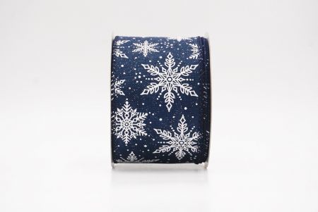 Blue - Burlap Festive Christmas Snowflake Wired Ribbon_KF9760GC-4-4