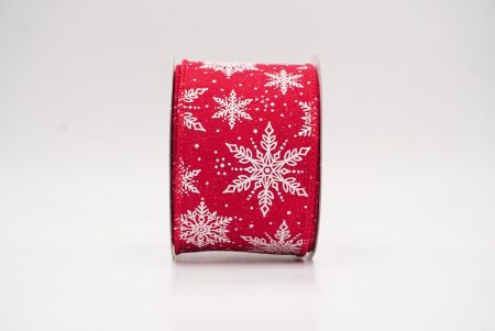 Red - Burlap Festive Christmas Snowflake Wired Ribbon_KF9760GC-7-7