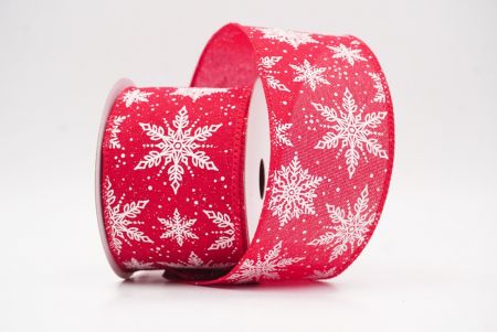 Red - Burlap Festive Christmas Snowflake Wired Ribbon_KF9760GC-7-7