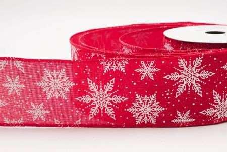 Red - Burlap Festive Christmas Snowflake Wired Ribbon_KF9760GC-7-7