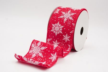 Red - Burlap Festive Christmas Snowflake Wired Ribbon_KF9760GC-7-7