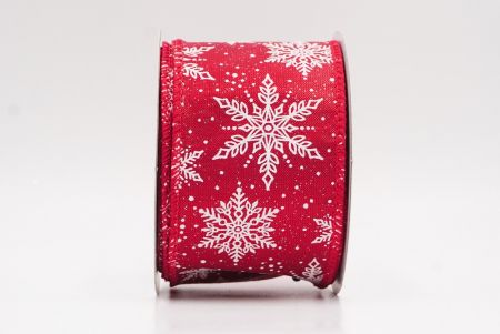 Red - Gold Festive Christmas Snowflake Wired Ribbon_KF9762GC-7-7