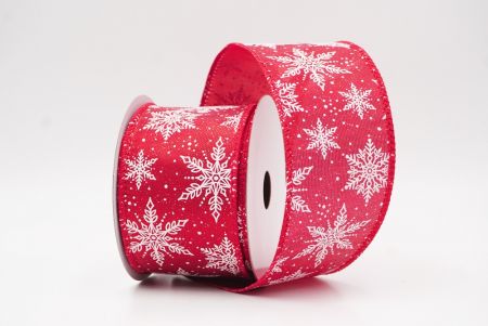 Red - Gold Festive Christmas Snowflake Wired Ribbon_KF9762GC-7-7