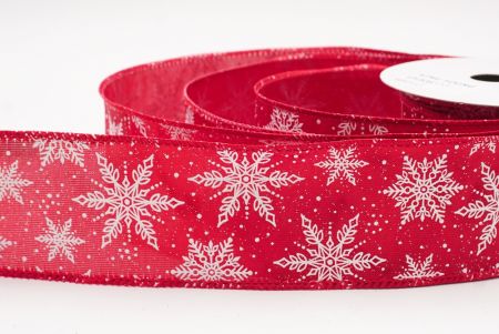 Red - Gold Festive Christmas Snowflake Wired Ribbon_KF9762GC-7-7
