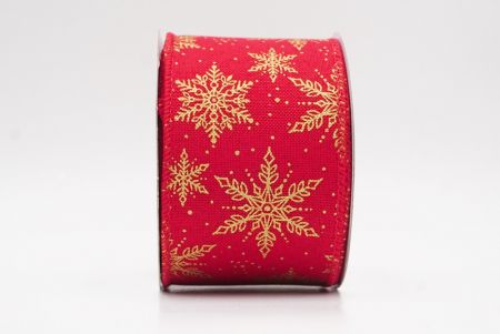 Red Festive Christmas Snowflake Wired Ribbon_KF9763GC-7-7