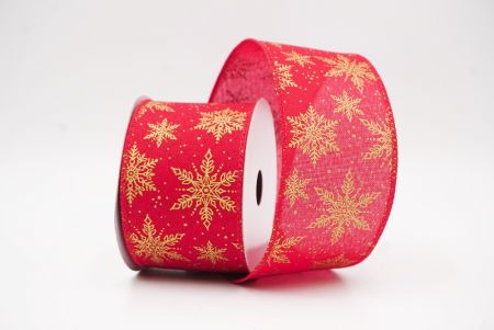 Red Festive Christmas Snowflake Wired Ribbon_KF9763GC-7-7