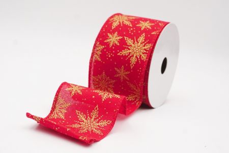 Red Festive Christmas Snowflake Wired Ribbon_KF9763GC-7-7