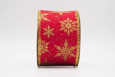 Red  Festive Christmas Snowflake Wired Ribbon_KF9764G-7