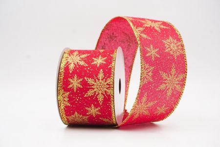 Red  Festive Christmas Snowflake Wired Ribbon_KF9764G-7