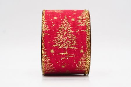 Red Christmas Tree & Winter Landscape Wired Ribbon_KF9767G-7