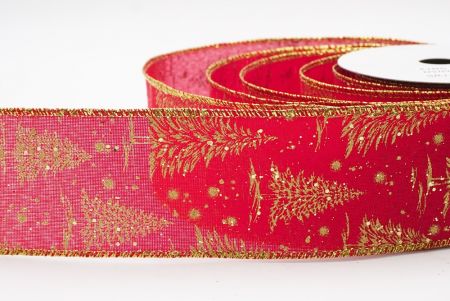 Red Christmas Tree & Winter Landscape Wired Ribbon_KF9767G-7