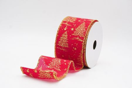Red Christmas Tree & Winter Landscape Wired Ribbon_KF9767G-7
