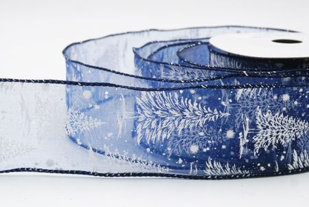 Blue - Sheer Christmas Tree & Winter Landscape Wired Ribbon_KF9771GC-4-4