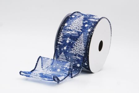 Blue - Sheer Christmas Tree & Winter Landscape Wired Ribbon_KF9771GC-4-4